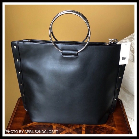 LARGE BLACK CROSSBODY TOTE BAG - Picture 7 of 8